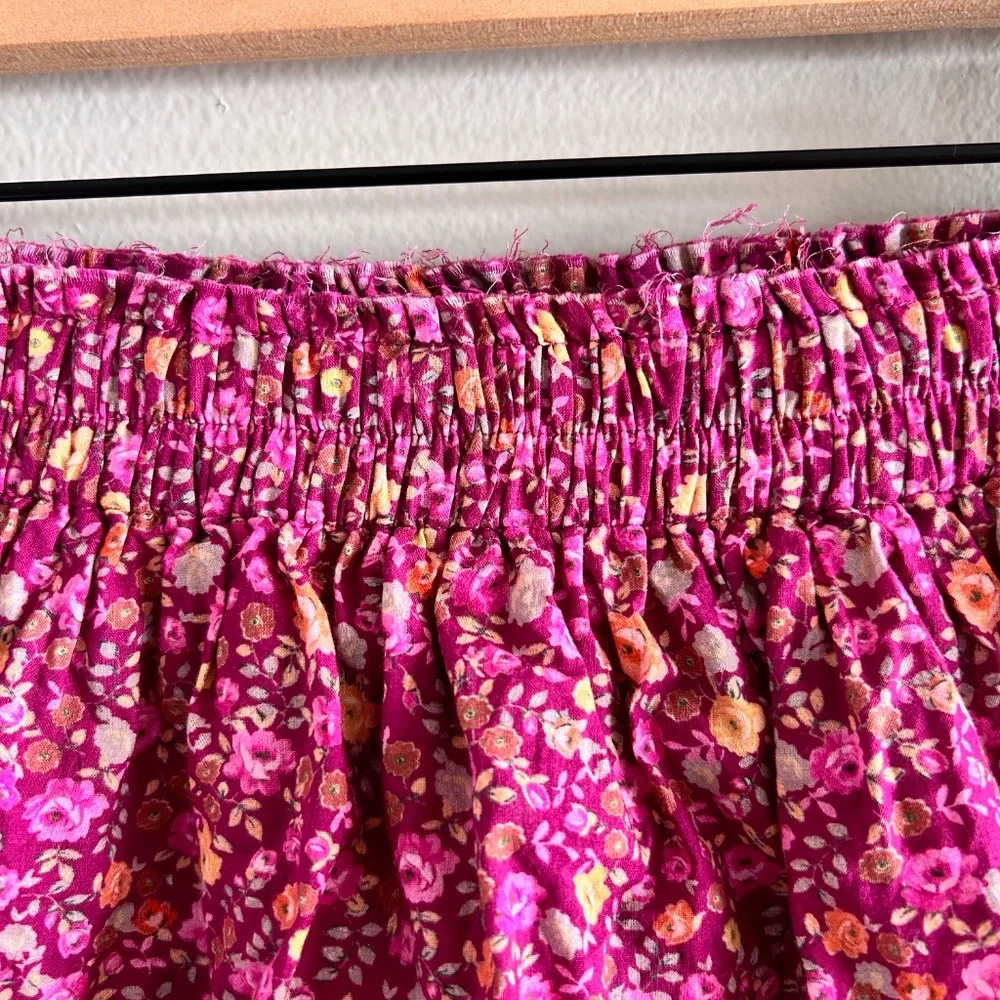LoveShackFancy Ruffle Mini Skirt | Cherry Wine | Size Small